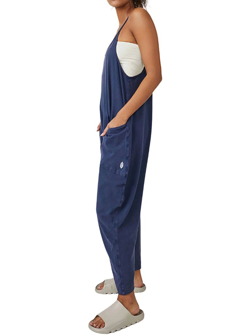Free People FP Movement Hot Shot Onesie Blue Harem Jumpsuit NWT - Picture 3 of 13